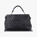 Secondhand VERSACE Embossed Leather Talia Vanitas Black Leather  shoulderbag | stylenewstar