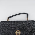 Secondhand VERSACE Embossed Leather Talia Vanitas Black Leather  shoulderbag | stylenewstar