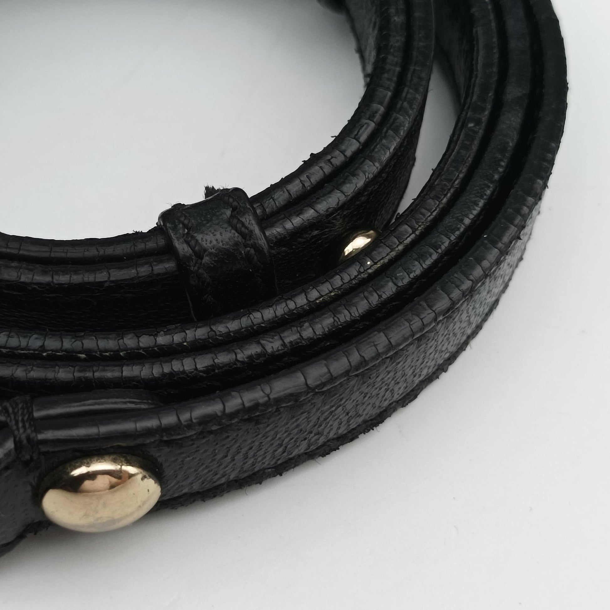 Secondhand VERSACE Embossed Leather Talia Vanitas Black Leather  shoulderbag | stylenewstar