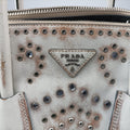 Pre-owned Prada Vitello Vintage Studded Sound White Leather  shoulderbag | stylenewstar