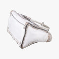 Pre-owned Prada Vitello Vintage Studded Sound White Leather  shoulderbag | stylenewstar