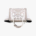 Pre-owned Prada Vitello Vintage Studded Sound White Leather  shoulderbag | stylenewstar