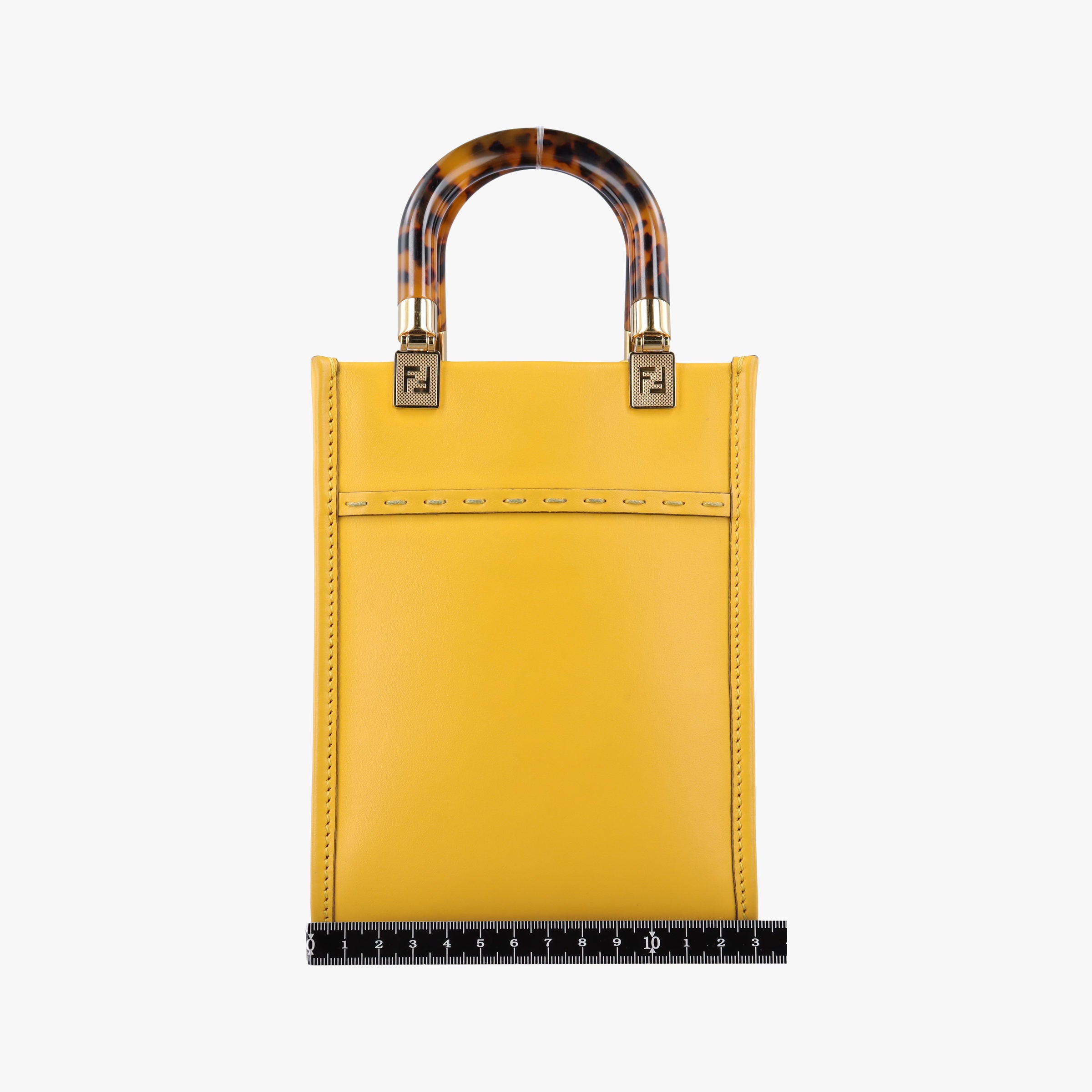 Pre-owned Fendi MINI SUNSHINE SHOPPER Yellow Leather 8BS051 shoulderbag | stylenewstar