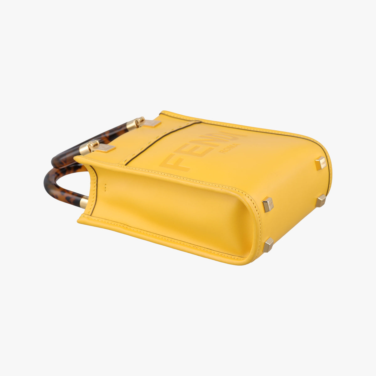 Pre-owned Fendi MINI SUNSHINE SHOPPER Yellow Leather 8BS051 shoulderbag | stylenewstar