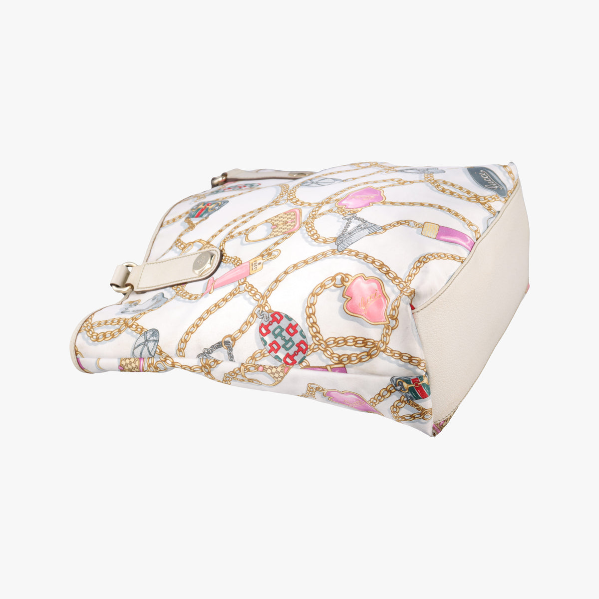 Chain Pattern Tote White Satin 153009 チェーン柄トート ホワイト シルク 153009 