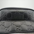 Pre-owned Gucci Stripe Line Black Leather 450970 bum bag/waist bag | stylenewstar