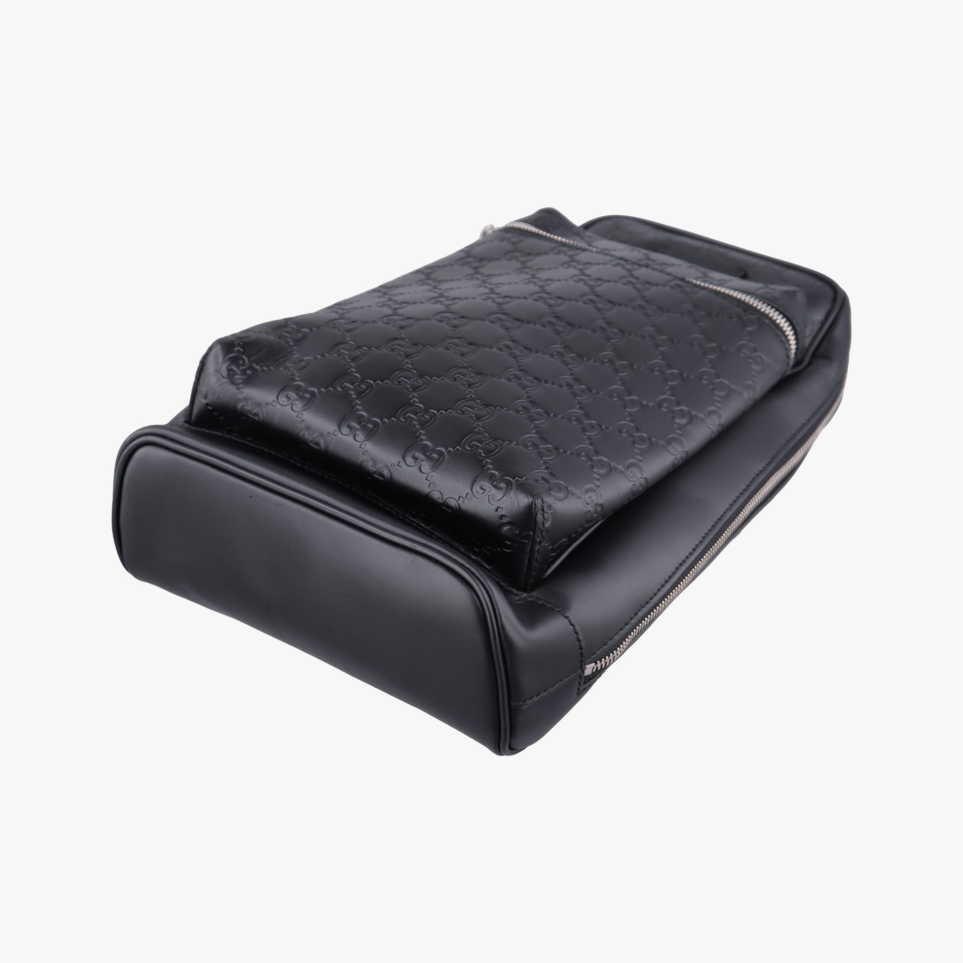 Pre-owned Gucci Stripe Line Black Leather 450970 bum bag/waist bag | stylenewstar