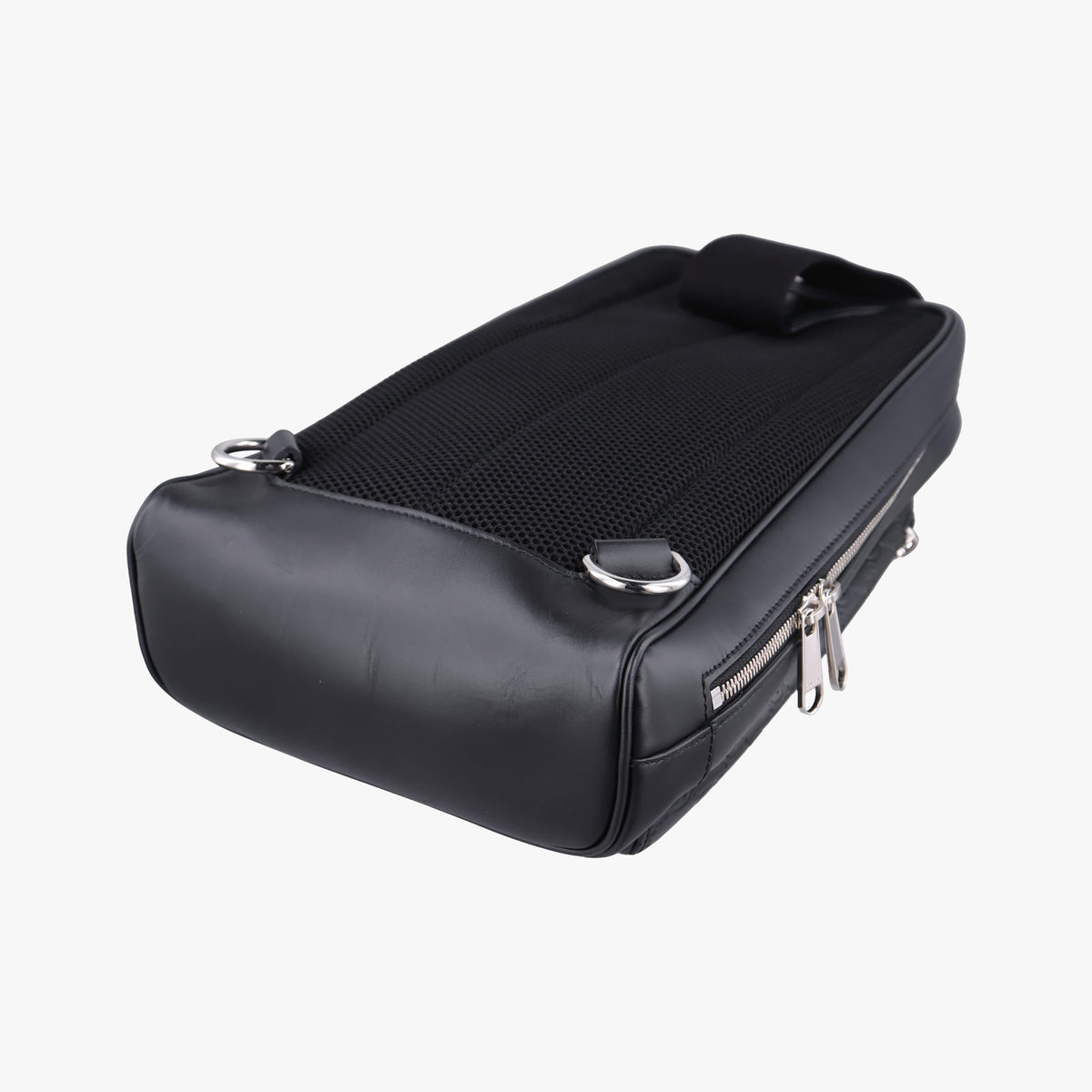 Pre-owned Gucci Stripe Line Black Leather 450970 bum bag/waist bag | stylenewstar