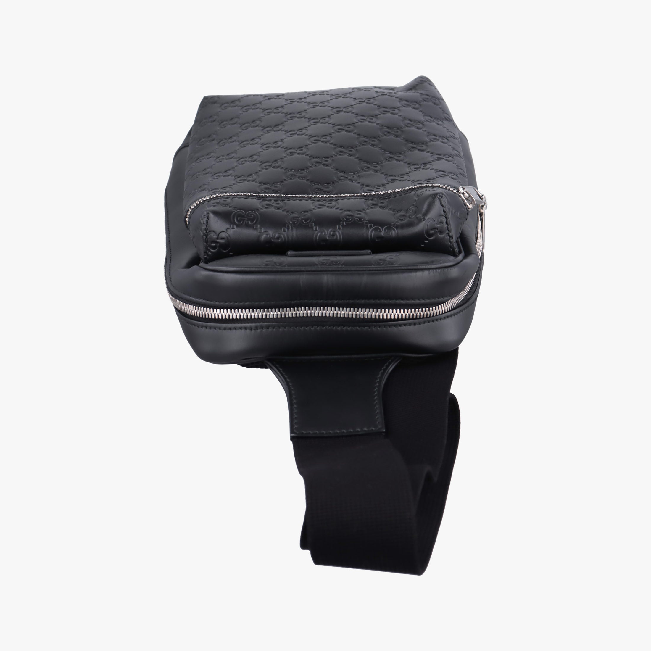 Pre-owned Gucci Stripe Line Black Leather 450970 bum bag/waist bag | stylenewstar