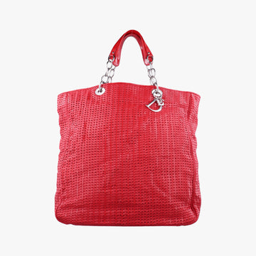 Soft Lady Dior INTRECCIATO Tote Red lambskin 01-RU-0058ソフト レディディオール イントレチャート トート レッド ラムスキン 01-RU-0058