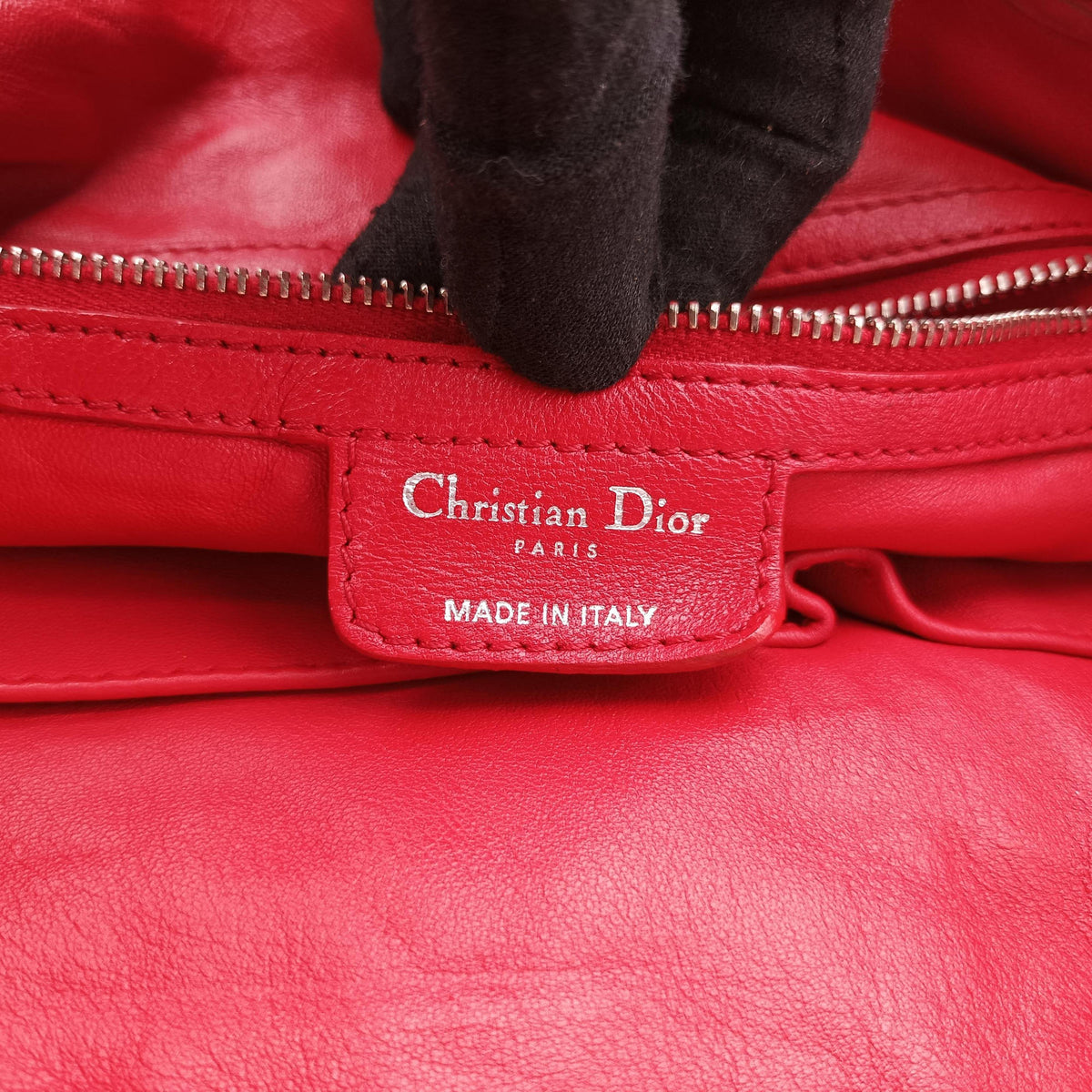 Soft Lady Dior INTRECCIATO Tote Red lambskin 01-RU-0058ソフト レディディオール イントレチャート トート レッド ラムスキン 01-RU-0058
