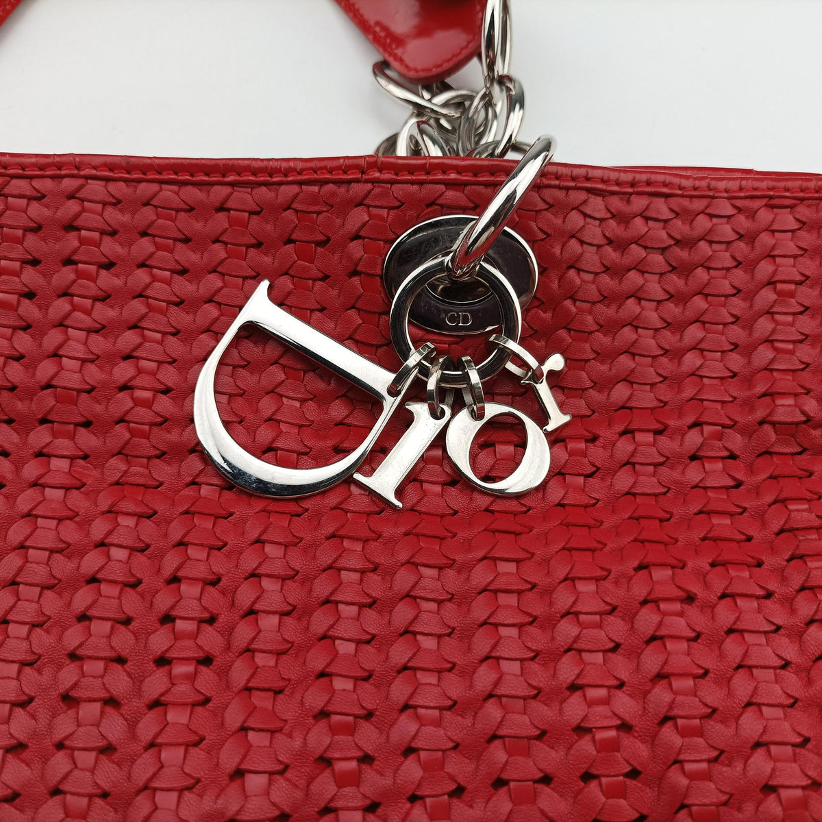 Soft Lady Dior INTRECCIATO Tote Red lambskin 01-RU-0058ソフト レディディオール イントレチャート トート レッド ラムスキン 01-RU-0058