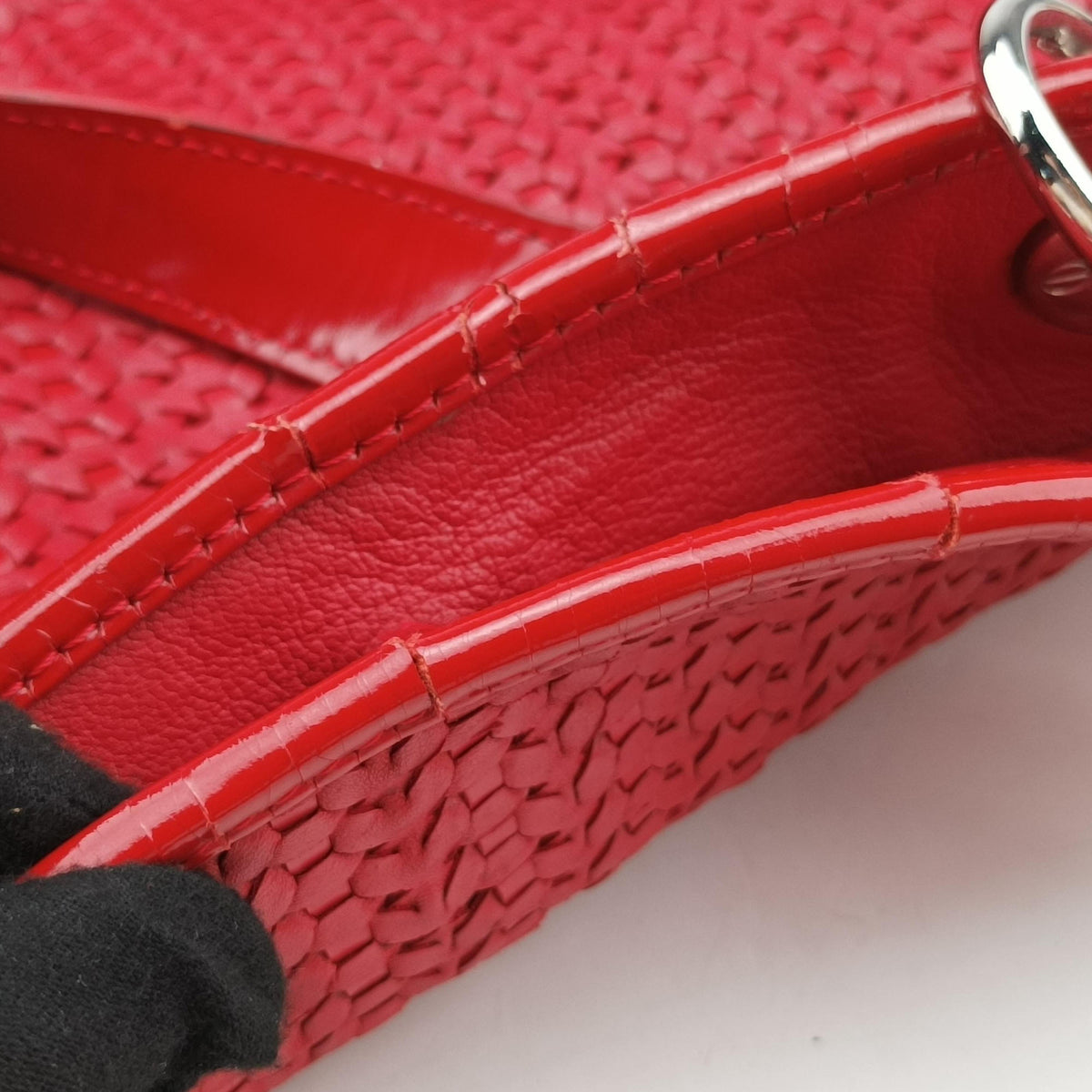 Soft Lady Dior INTRECCIATO Tote Red lambskin 01-RU-0058ソフト レディディオール イントレチャート トート レッド ラムスキン 01-RU-0058