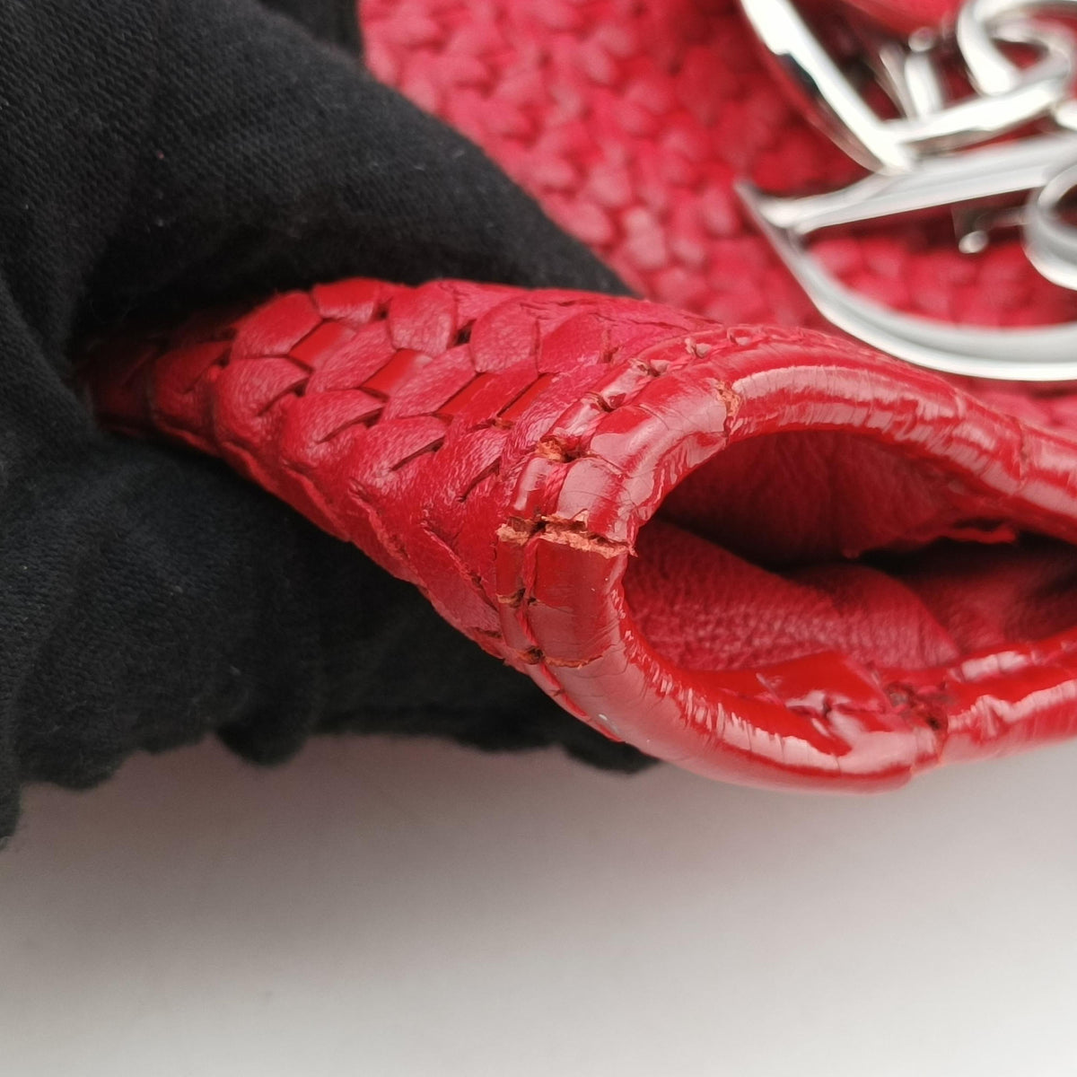Soft Lady Dior INTRECCIATO Tote Red lambskin 01-RU-0058ソフト レディディオール イントレチャート トート レッド ラムスキン 01-RU-0058