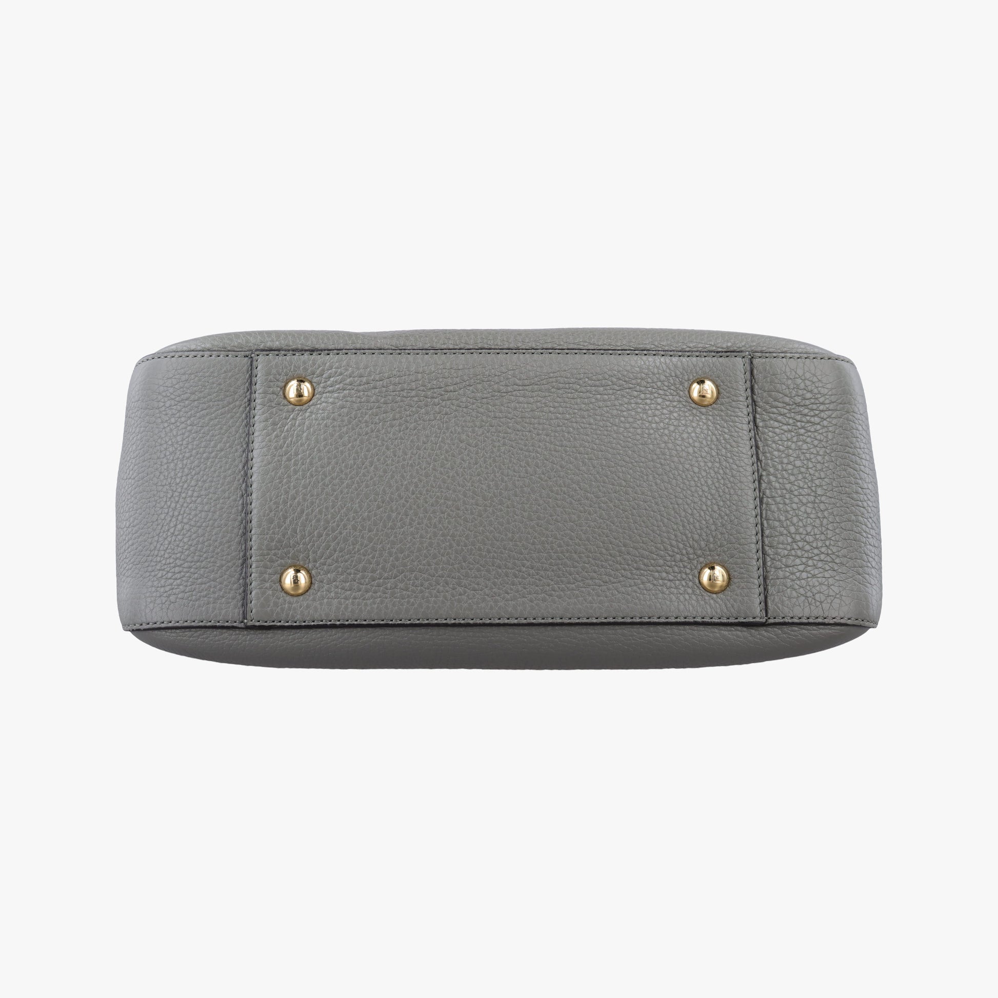 Pre-owned Fendi FF Logo Gloria Grey Leather 8BH367 shoulderbag | stylenewstar