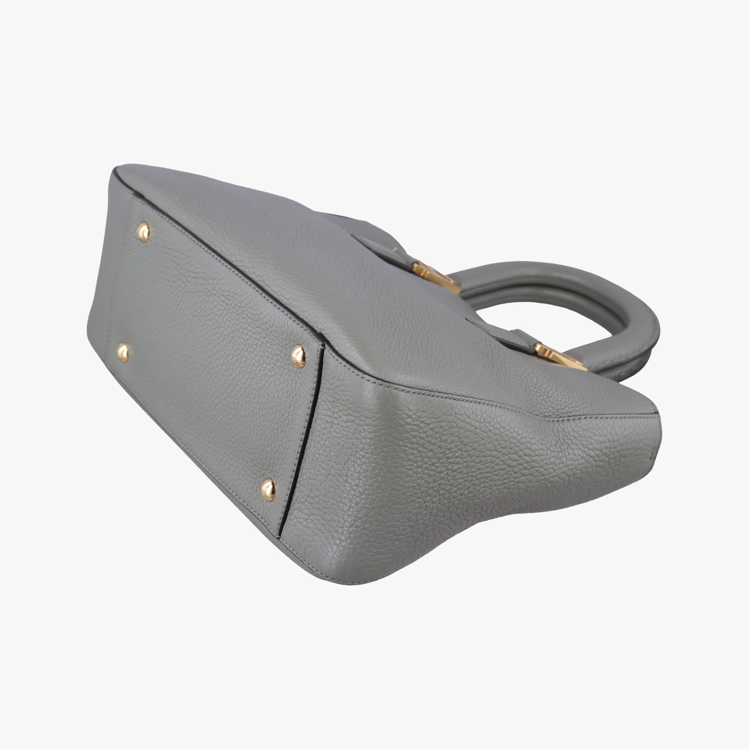 Pre-owned Fendi FF Logo Gloria Grey Leather 8BH367 shoulderbag | stylenewstar