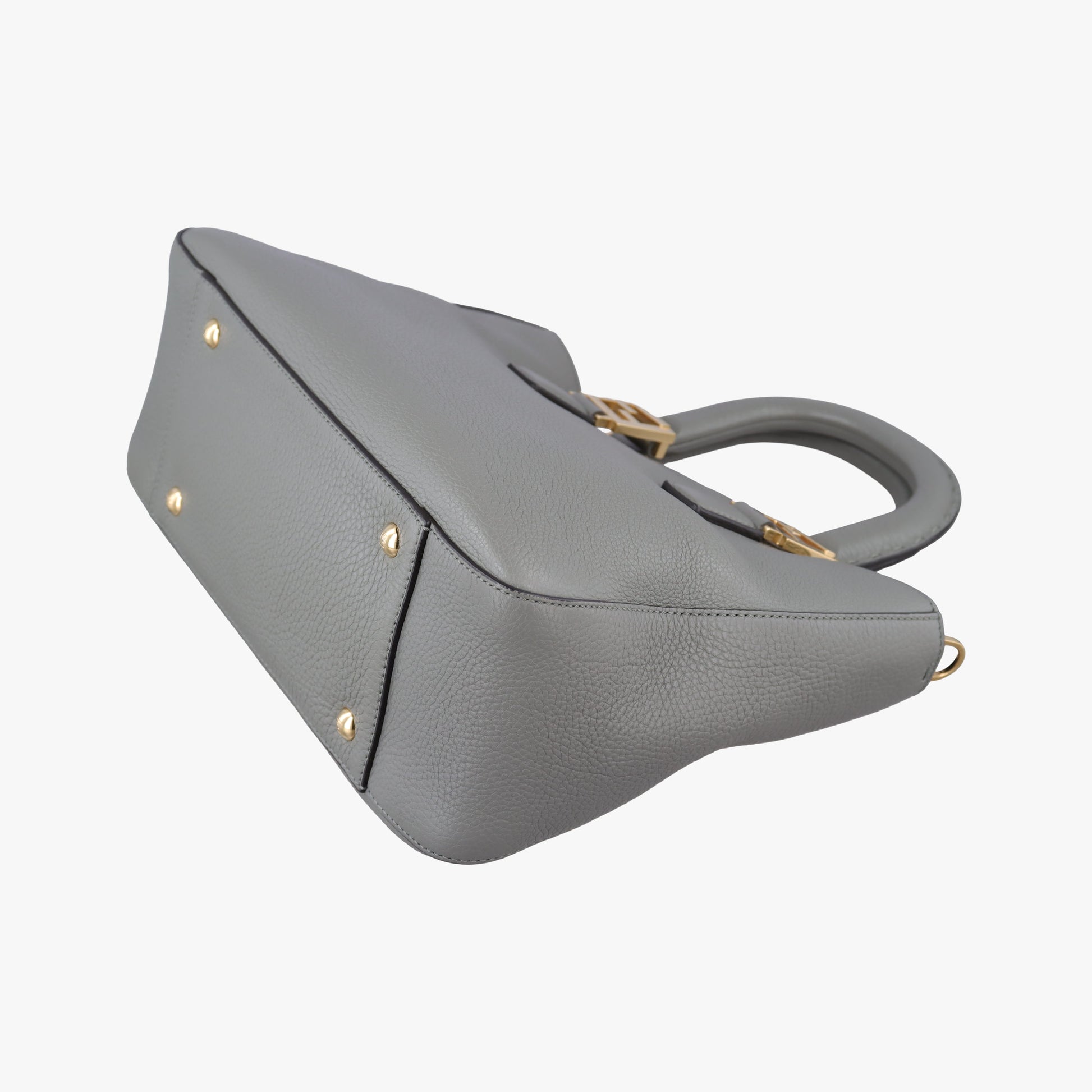 Pre-owned Fendi FF Logo Gloria Grey Leather 8BH367 shoulderbag | stylenewstar