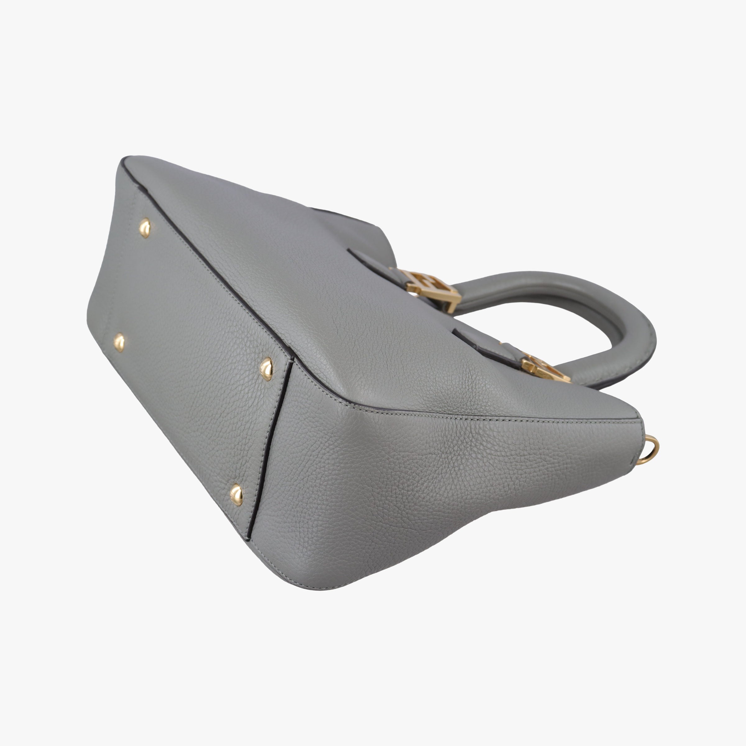 Pre-owned Fendi FF Logo Gloria Grey Leather 8BH367 shoulderbag | stylenewstar