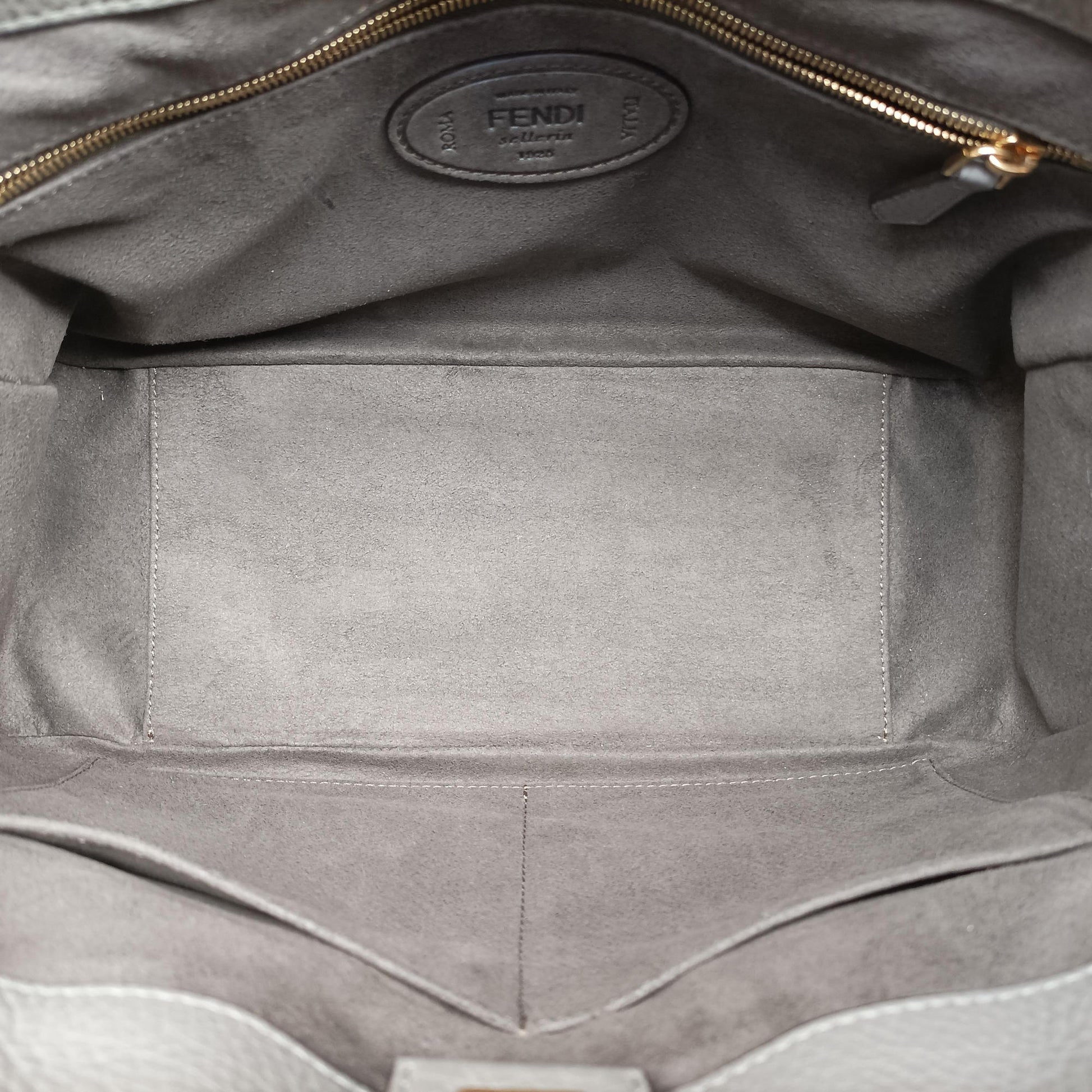 Pre-owned Fendi FF Logo Gloria Grey Leather 8BH367 shoulderbag | stylenewstar