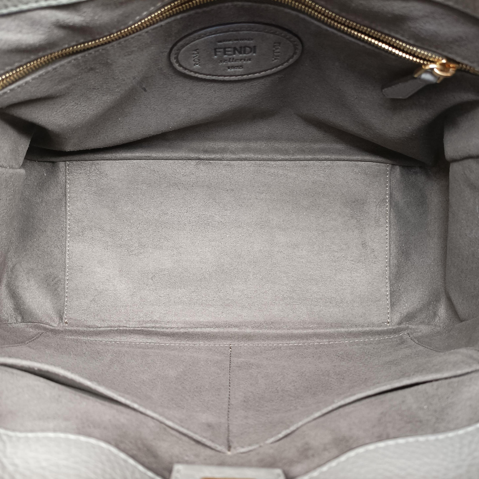 Pre-owned Fendi FF Logo Gloria Grey Leather 8BH367 shoulderbag | stylenewstar