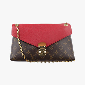 Pre-owned Louis Vuitton PALLAS Chain Brown×CERISE Monogram Canvas×calf leather M41201 shoulderbag | stylenewstar