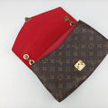 Pre-owned Louis Vuitton PALLAS Chain Brown×CERISE Monogram Canvas×calf leather M41201 shoulderbag | stylenewstar