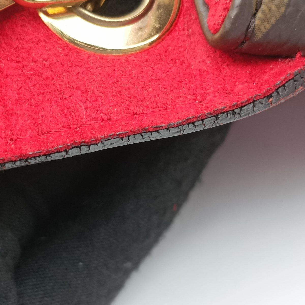 Pre-owned Louis Vuitton PALLAS Chain Brown×CERISE Monogram Canvas×calf leather M41201 shoulderbag | stylenewstar