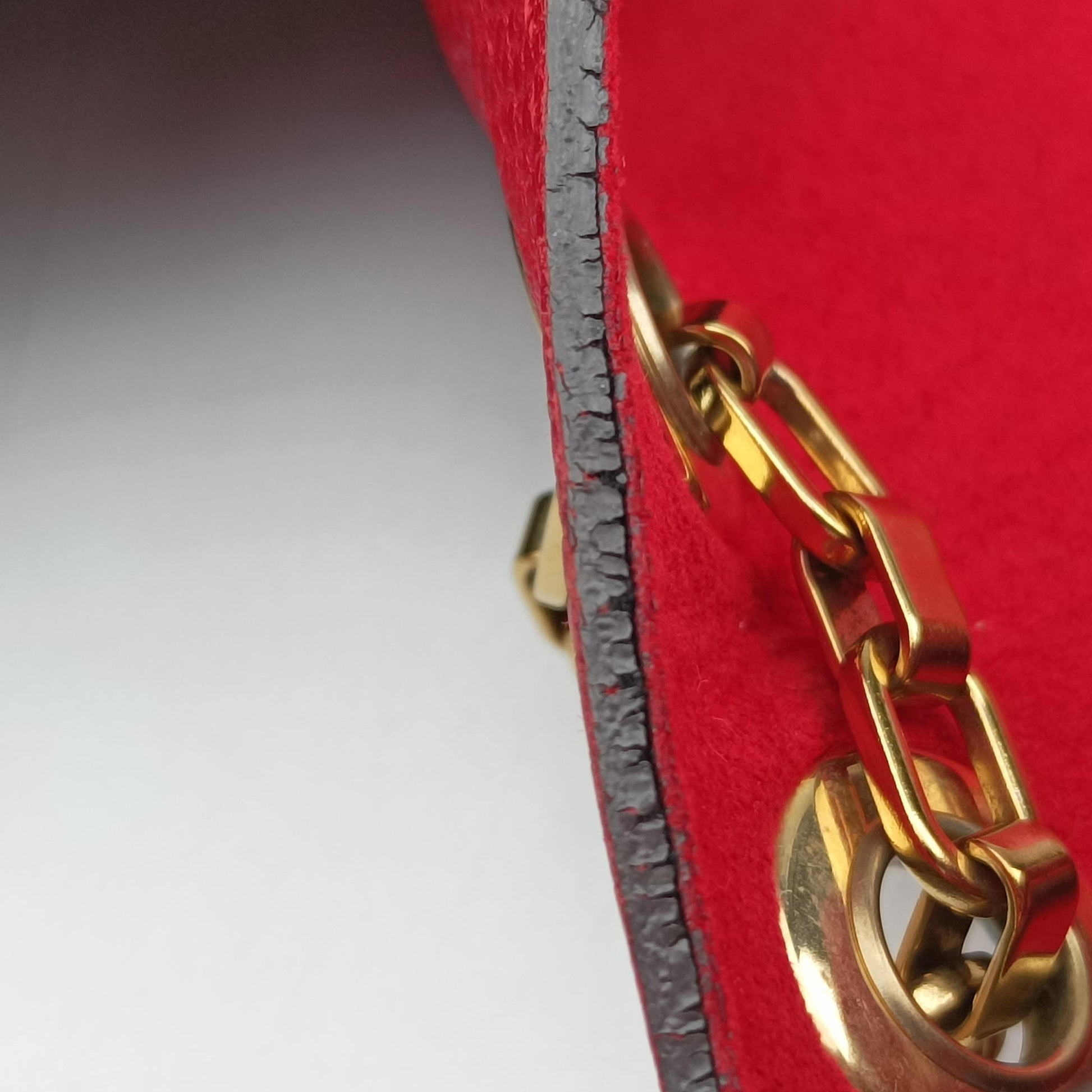Pre-owned Louis Vuitton PALLAS Chain Brown×CERISE Monogram Canvas×calf leather M41201 shoulderbag | stylenewstar