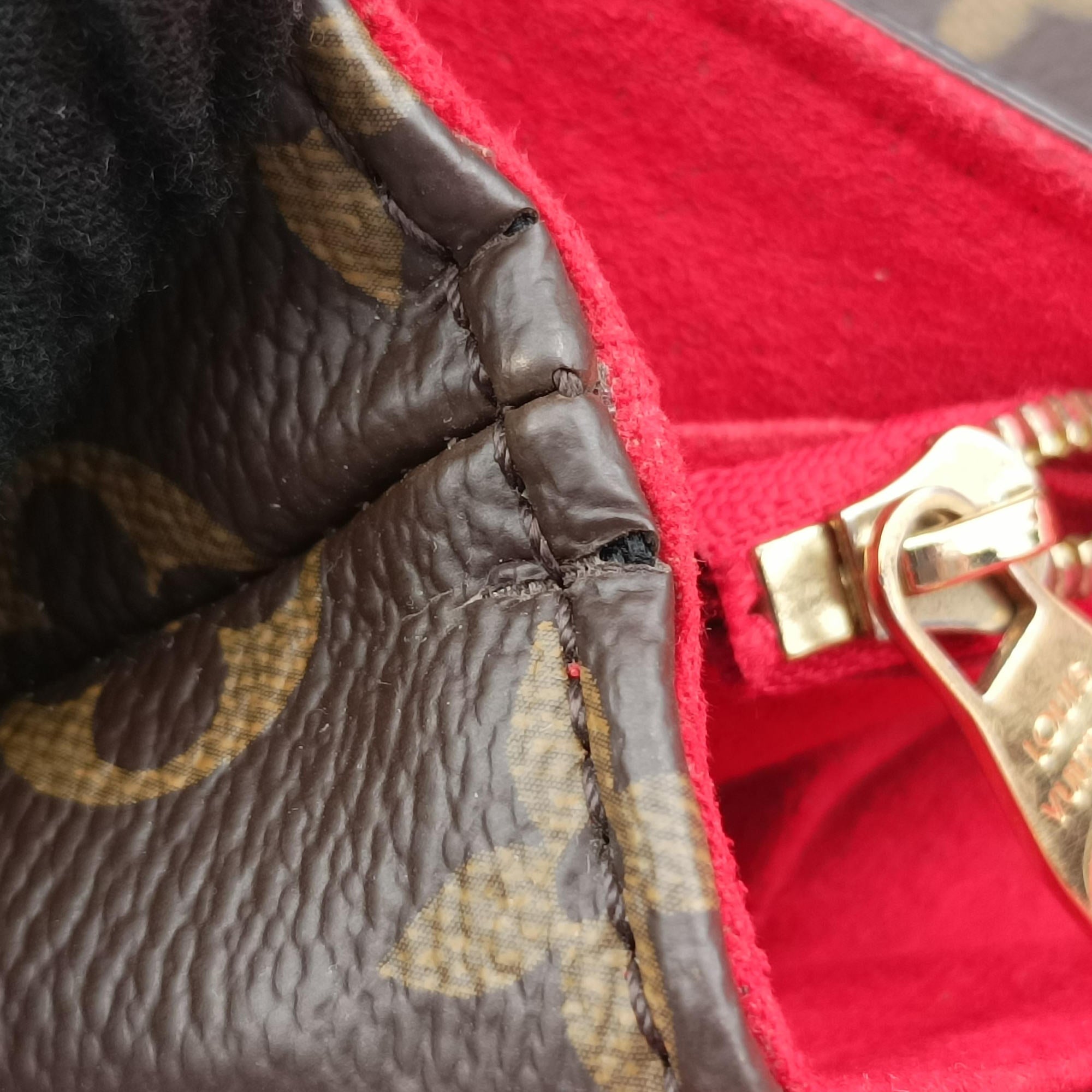 Pre-owned Louis Vuitton PALLAS Chain Brown×CERISE Monogram Canvas×calf leather M41201 shoulderbag | stylenewstar