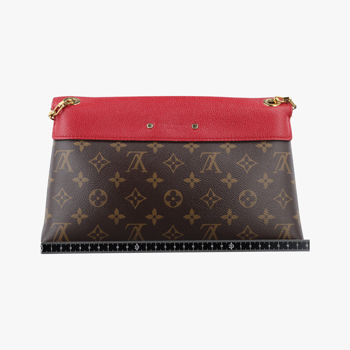 Pre-owned Louis Vuitton PALLAS Chain Brown×CERISE Monogram Canvas×calf leather M41201 shoulderbag | stylenewstar