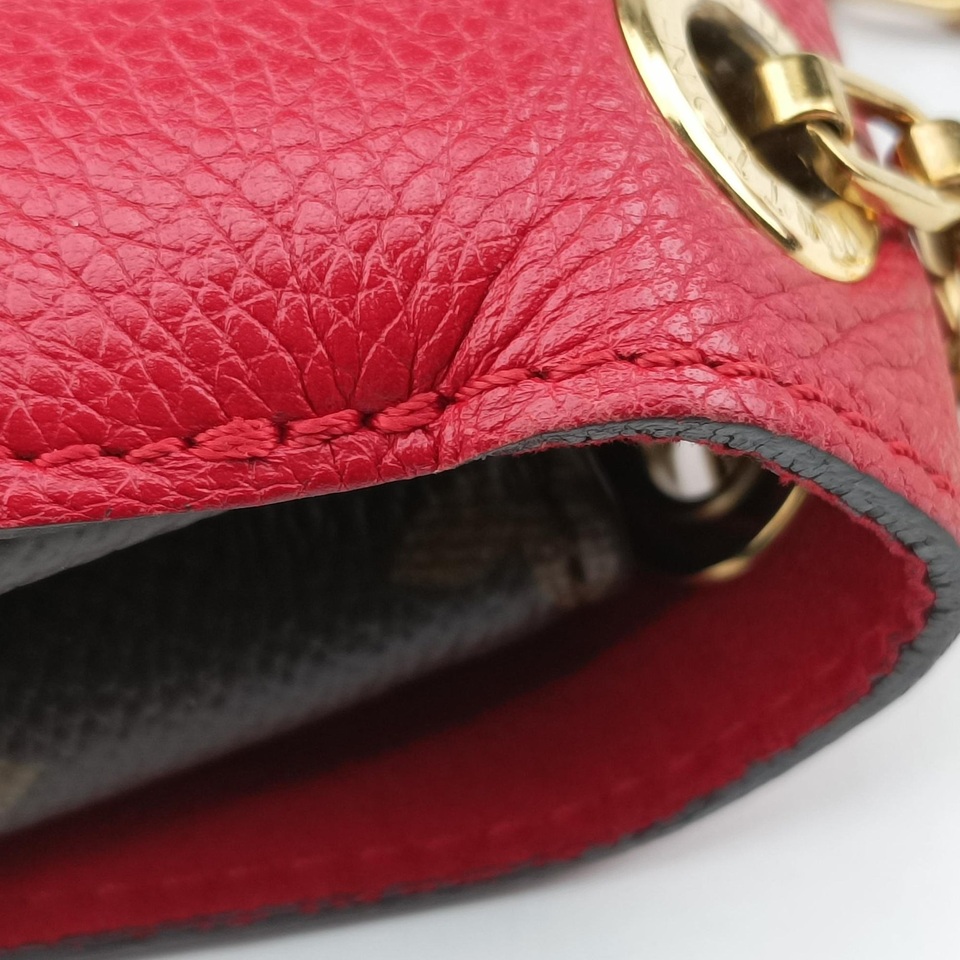 Pre-owned Louis Vuitton PALLAS Chain Brown×CERISE Monogram Canvas×calf leather M41201 shoulderbag | stylenewstar
