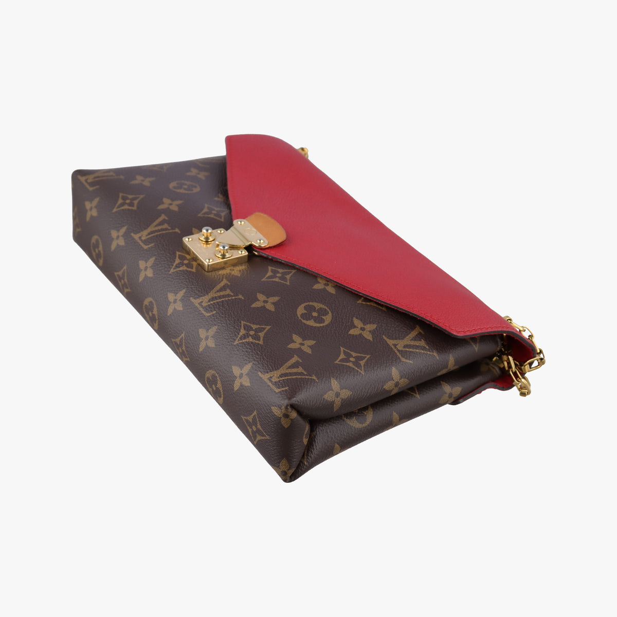 Pre-owned Louis Vuitton PALLAS Chain Brown×CERISE Monogram Canvas×calf leather M41201 shoulderbag | stylenewstar