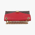 Pre-owned Louis Vuitton PALLAS Chain Brown×CERISE Monogram Canvas×calf leather M41201 shoulderbag | stylenewstar