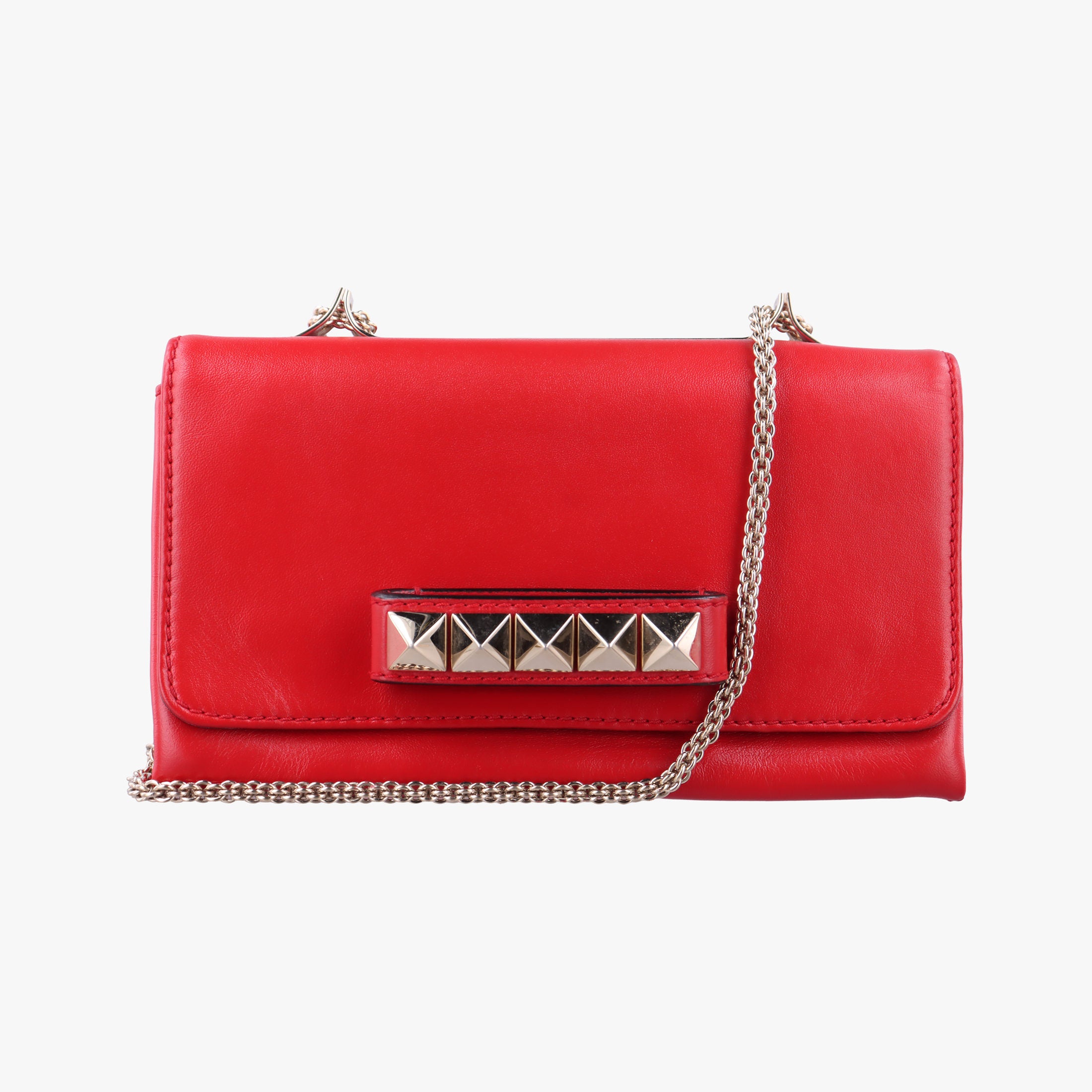 Pre-owned Valentino Rockstud Va Va Voom Red Leather  shoulderbag | stylenewstar
