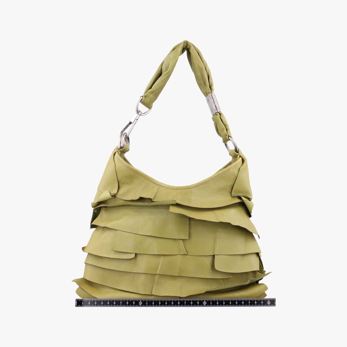 Pre-owned Yves Saint Laurent Mombasa Green Leather 122245 shoulderbag | stylenewstar