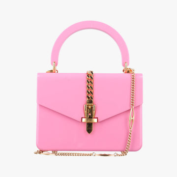 Pre-owned Gucci Sylvie 1969 Acrylic Mini Hand Pink Acrylic 589482 shoulderbag | stylenewstar