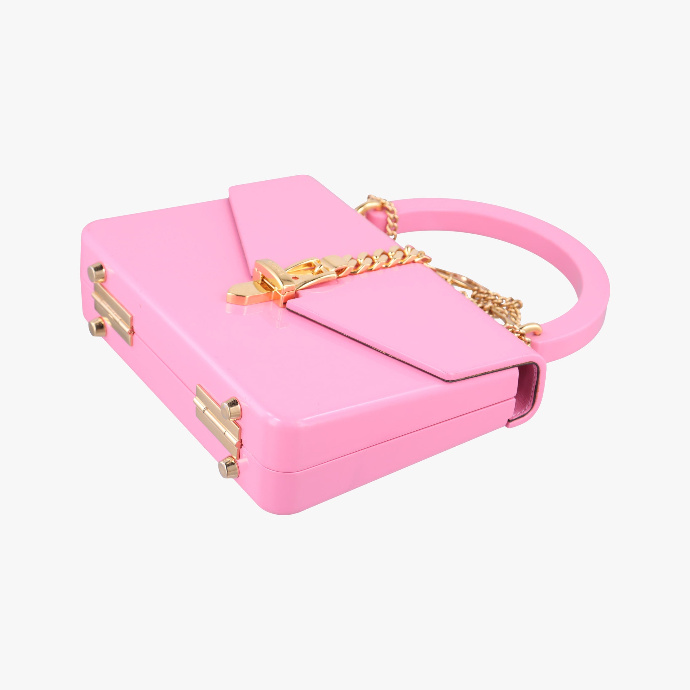 Pre-owned Gucci Sylvie 1969 Acrylic Mini Hand Pink Acrylic 589482 shoulderbag | stylenewstar