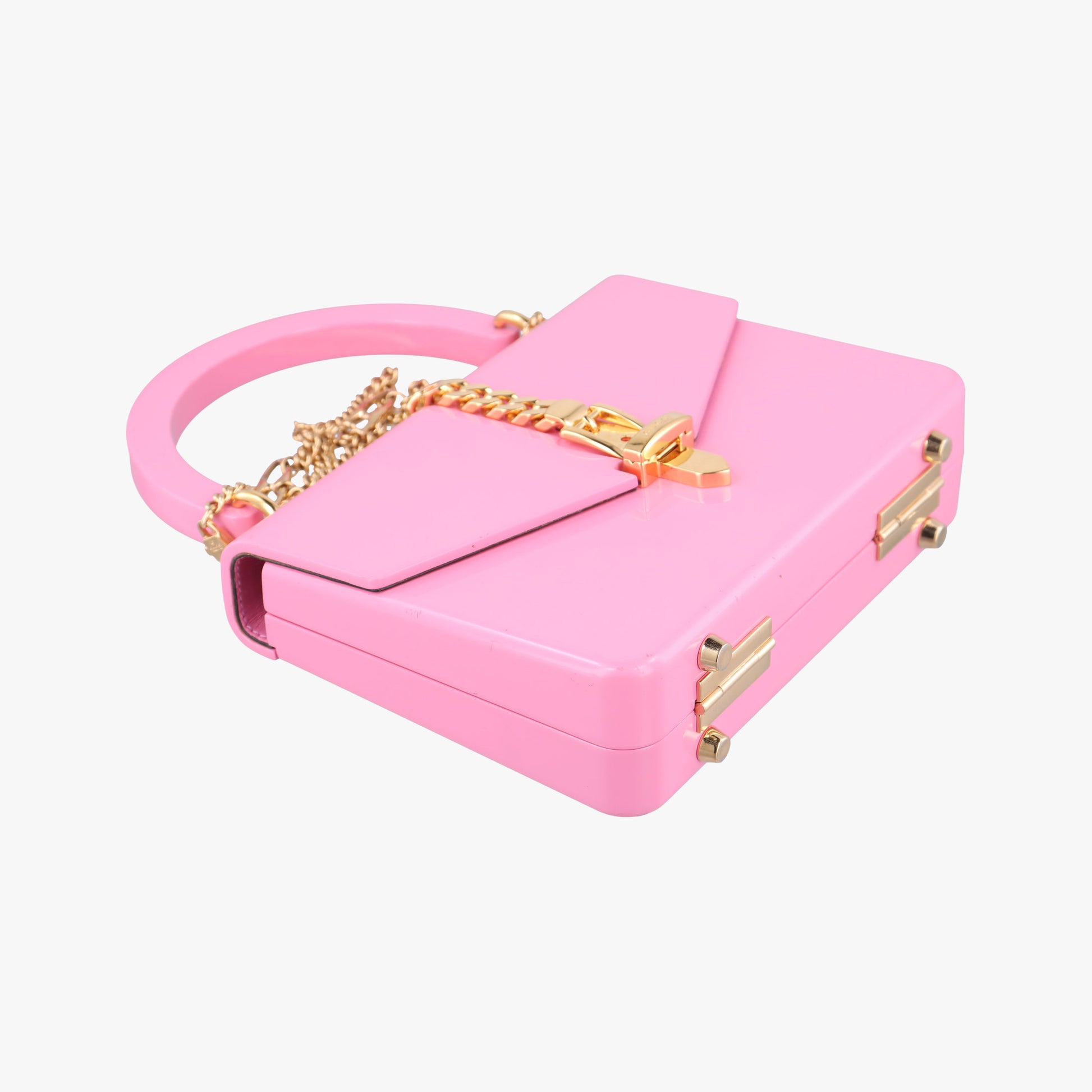 Pre-owned Gucci Sylvie 1969 Acrylic Mini Hand Pink Acrylic 589482 shoulderbag | stylenewstar