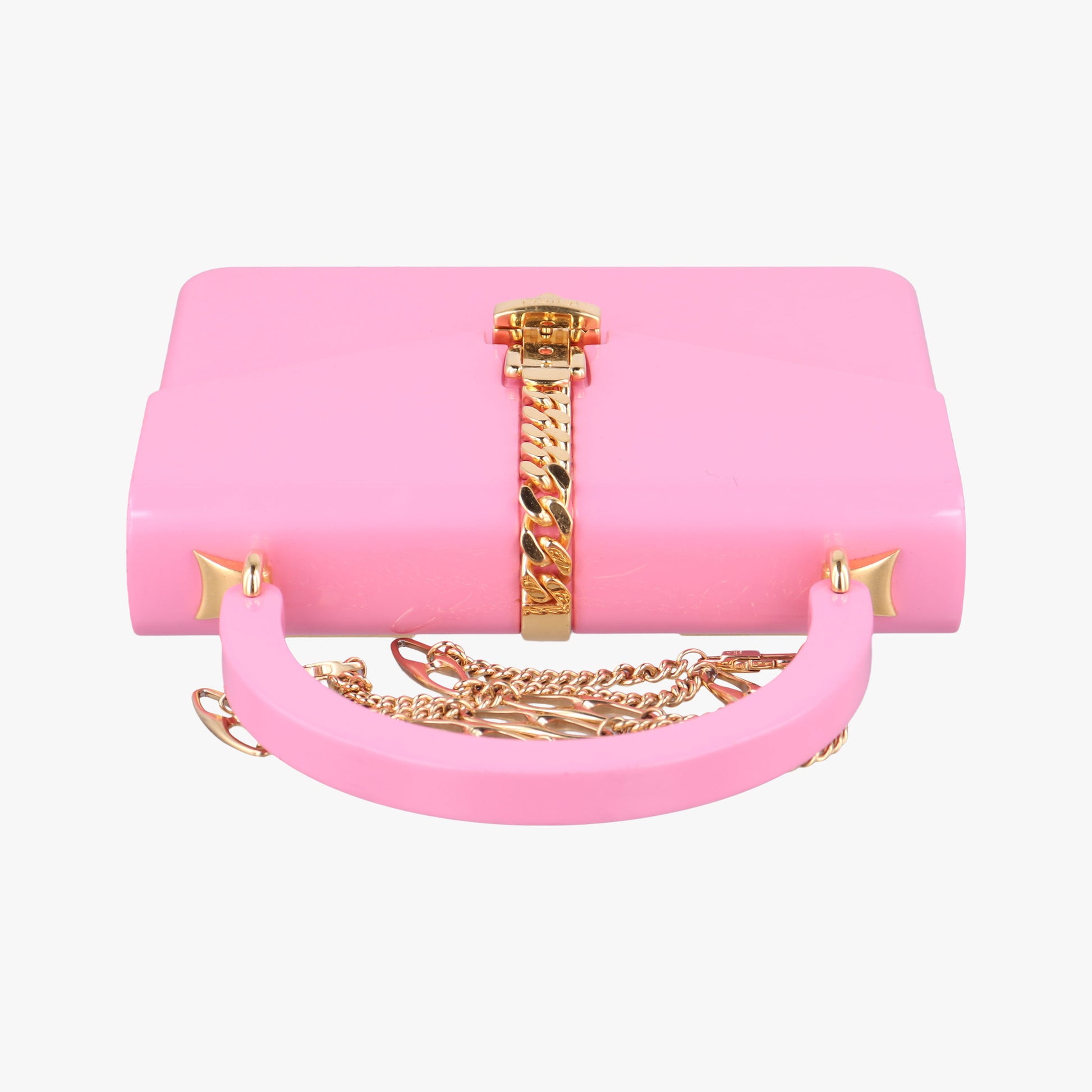 Pre-owned Gucci Sylvie 1969 Acrylic Mini Hand Pink Acrylic 589482 shoulderbag | stylenewstar