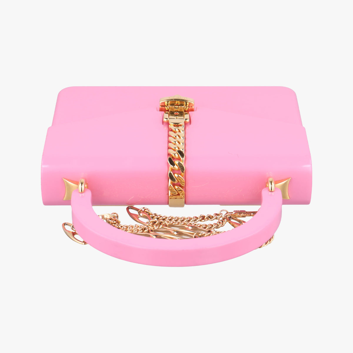 Pre-owned Gucci Sylvie 1969 Acrylic Mini Hand Pink Acrylic 589482 shoulderbag | stylenewstar