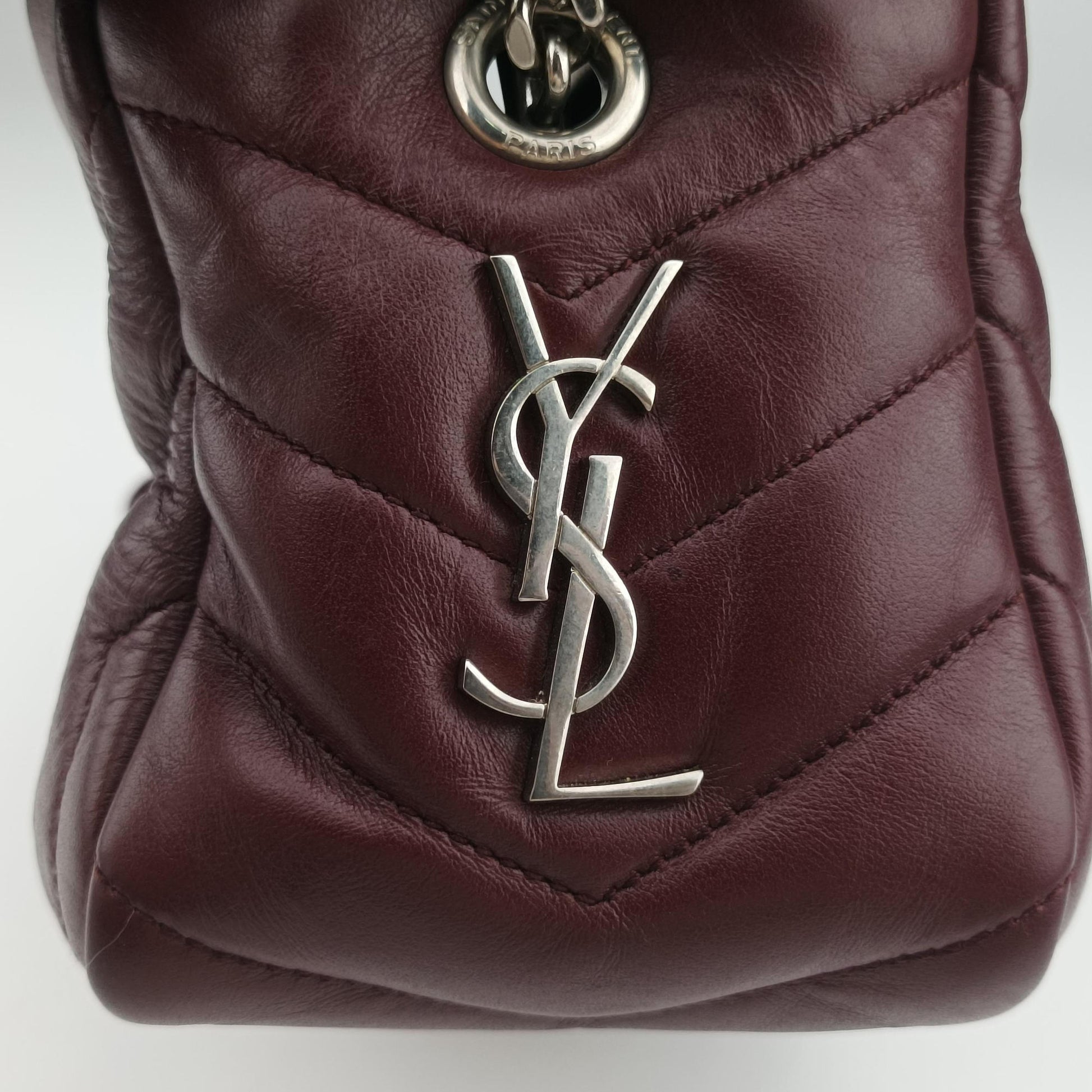 Pre-owned Yves Saint Laurent LOULOU bowling Burgundy Leather 454317 shoulderbag | stylenewstar