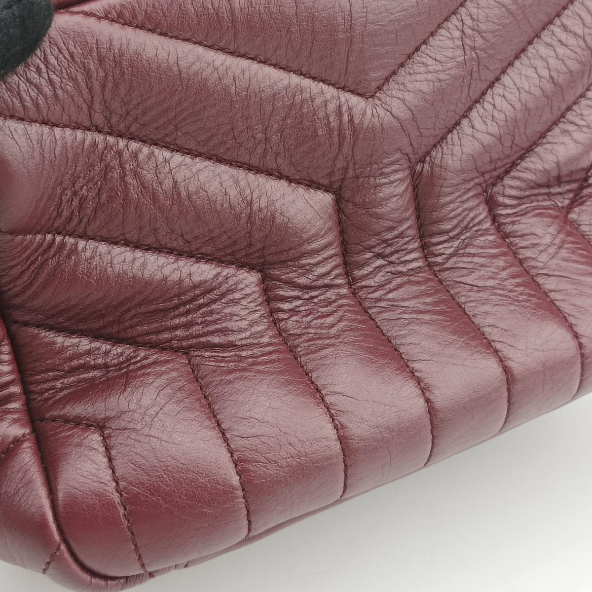 Pre-owned Yves Saint Laurent LOULOU bowling Burgundy Leather 454317 shoulderbag | stylenewstar