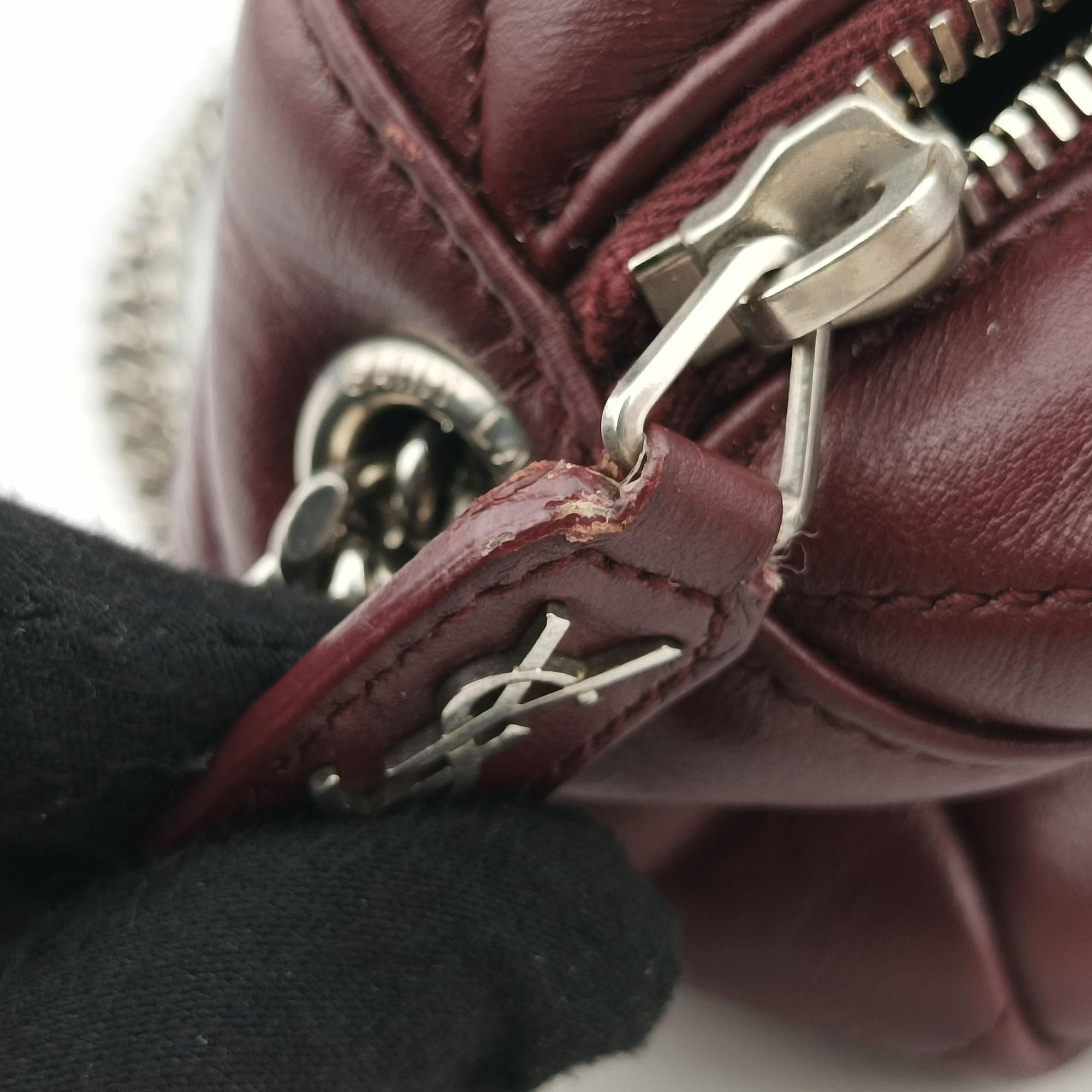 Pre-owned Yves Saint Laurent LOULOU bowling Burgundy Leather 454317 shoulderbag | stylenewstar