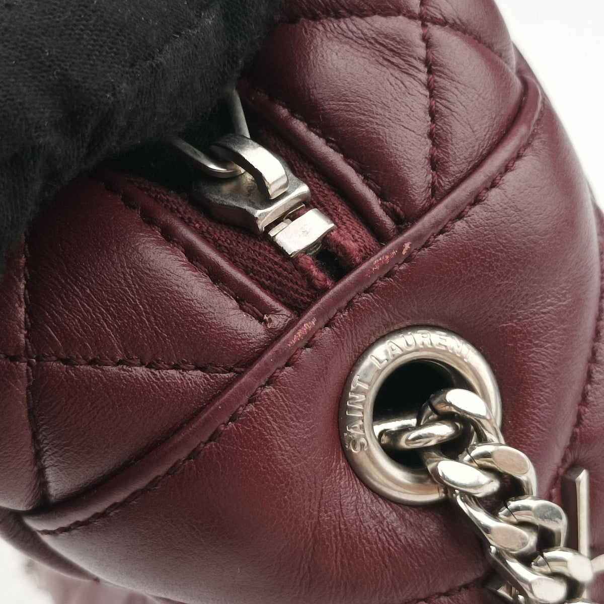 Pre-owned Yves Saint Laurent LOULOU bowling Burgundy Leather 454317 shoulderbag | stylenewstar