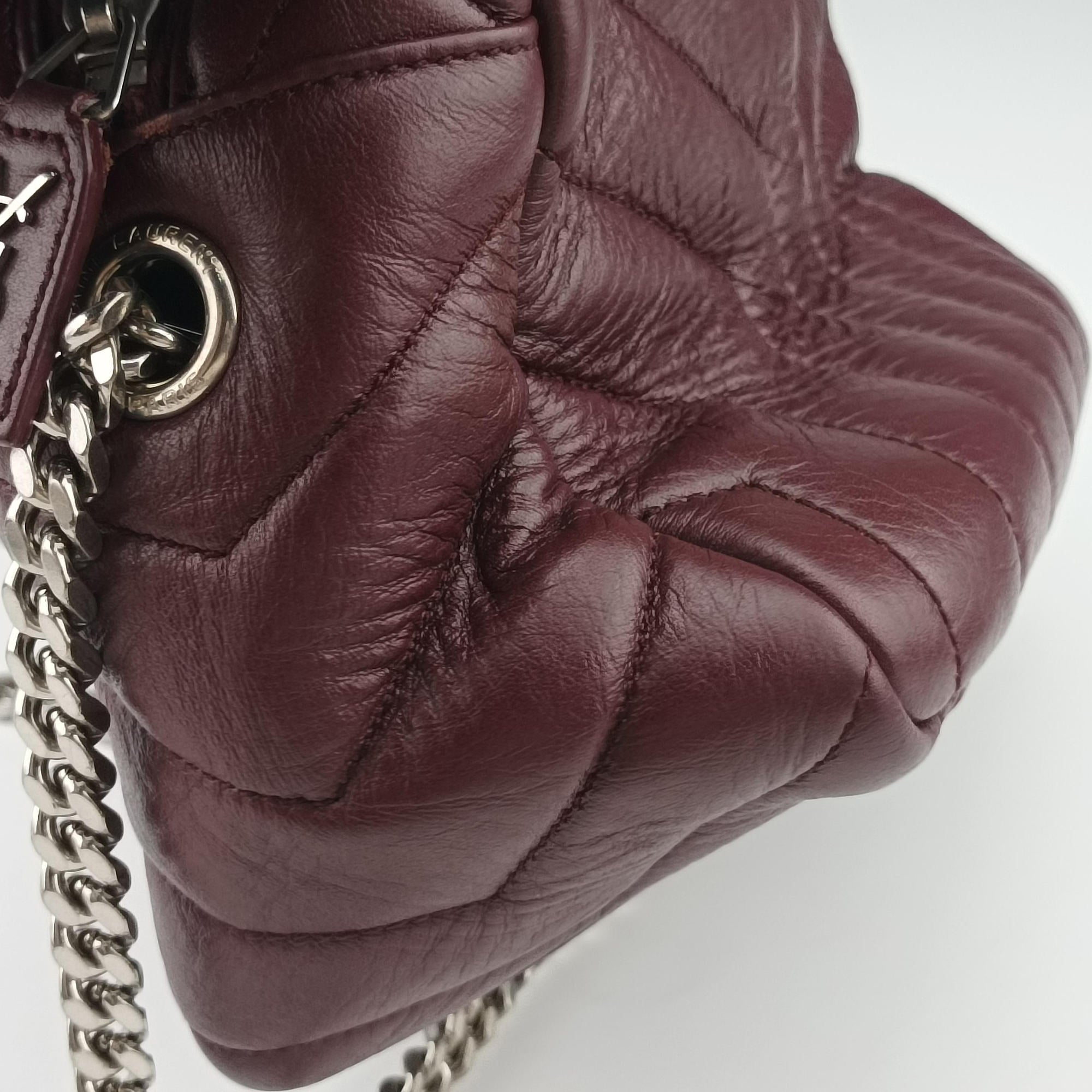 Pre-owned Yves Saint Laurent LOULOU bowling Burgundy Leather 454317 shoulderbag | stylenewstar