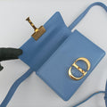 Pre-owned Christian Dior 30 Montaigne Blue Leather  shoulderbag | stylenewstar