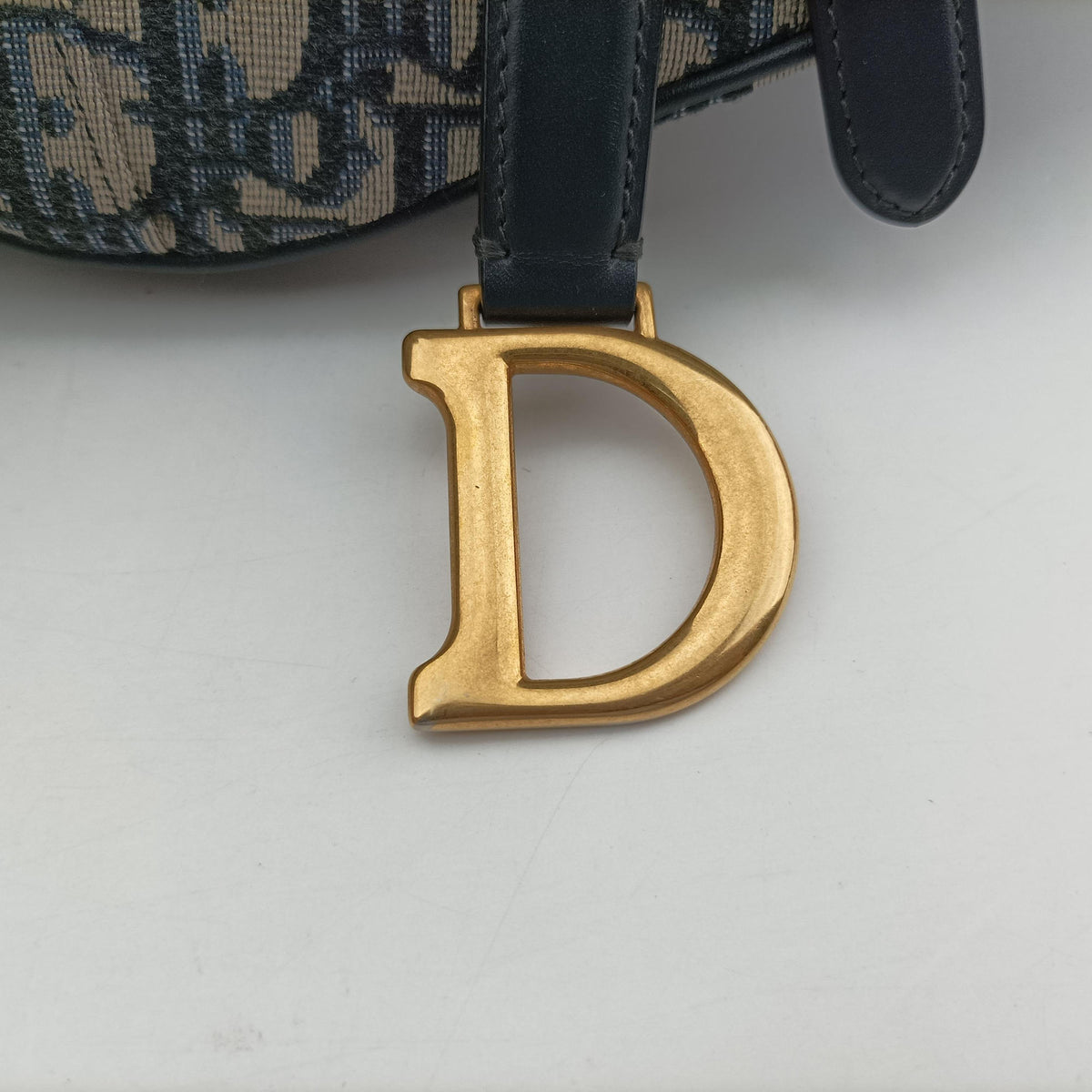 Pre-owned Christian Dior Saddle Navy Jacquard × Leather  handbag | stylenewstar