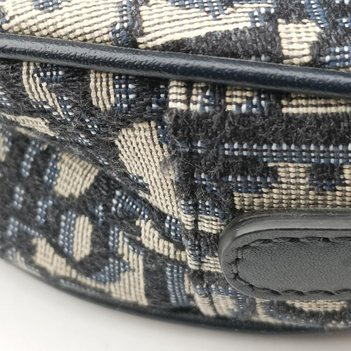 Pre-owned Christian Dior Saddle Navy Jacquard × Leather  handbag | stylenewstar