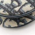 Pre-owned Christian Dior Saddle Navy Jacquard × Leather  handbag | stylenewstar
