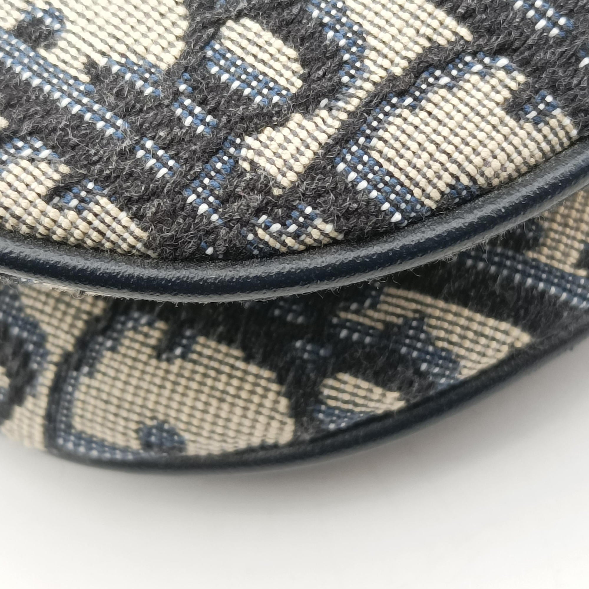 Pre-owned Christian Dior Saddle Navy Jacquard × Leather  handbag | stylenewstar